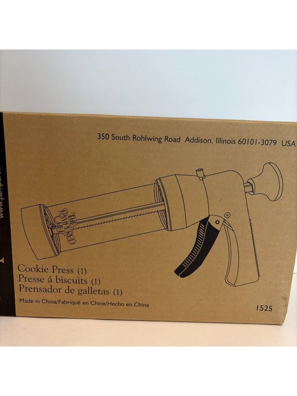 Pampered Chef #1525 Cookie Press with 16 Discs White New in Box